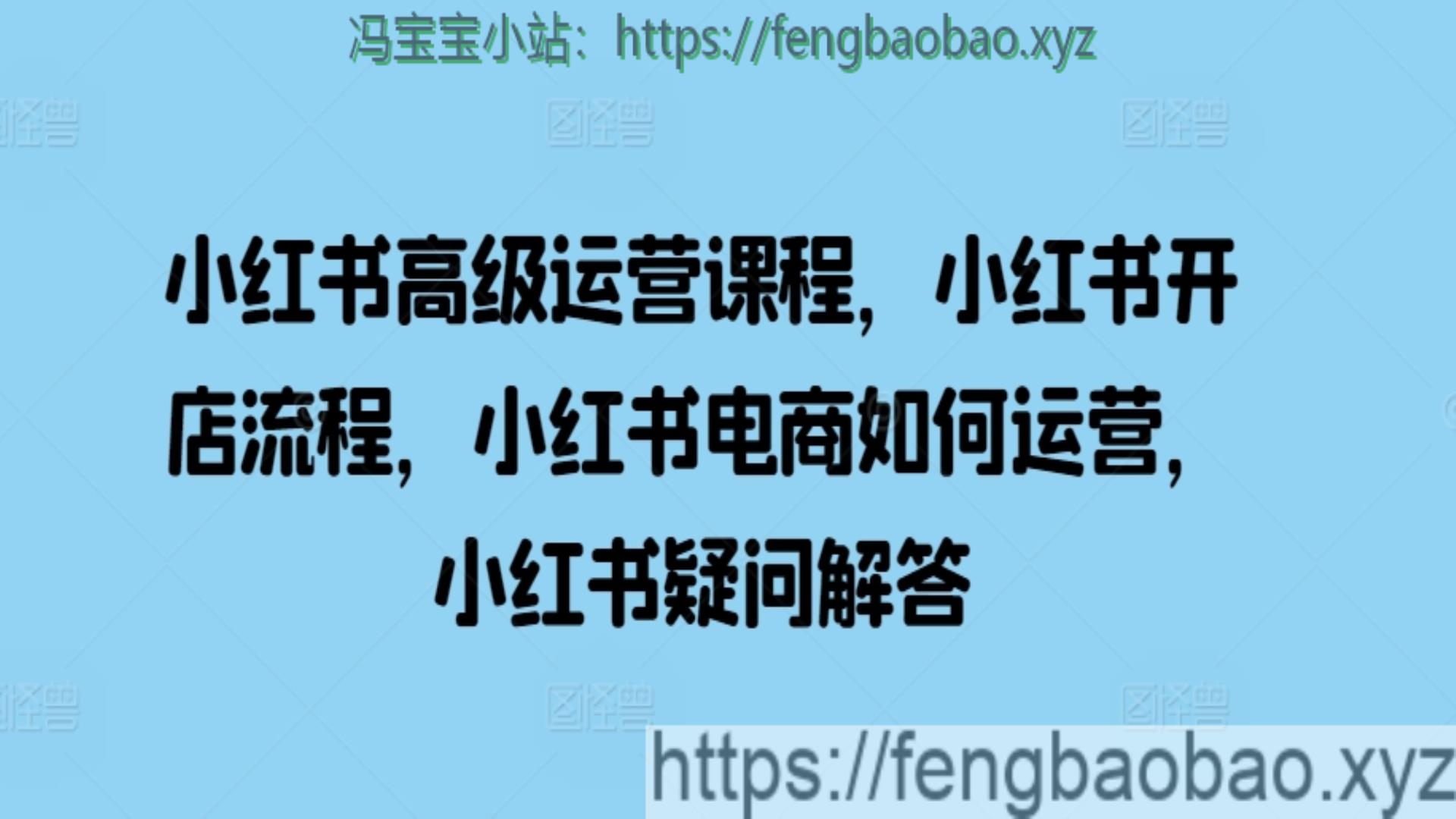 小红书高级运营开店流程电商运营疑问解答-冯宝宝小站