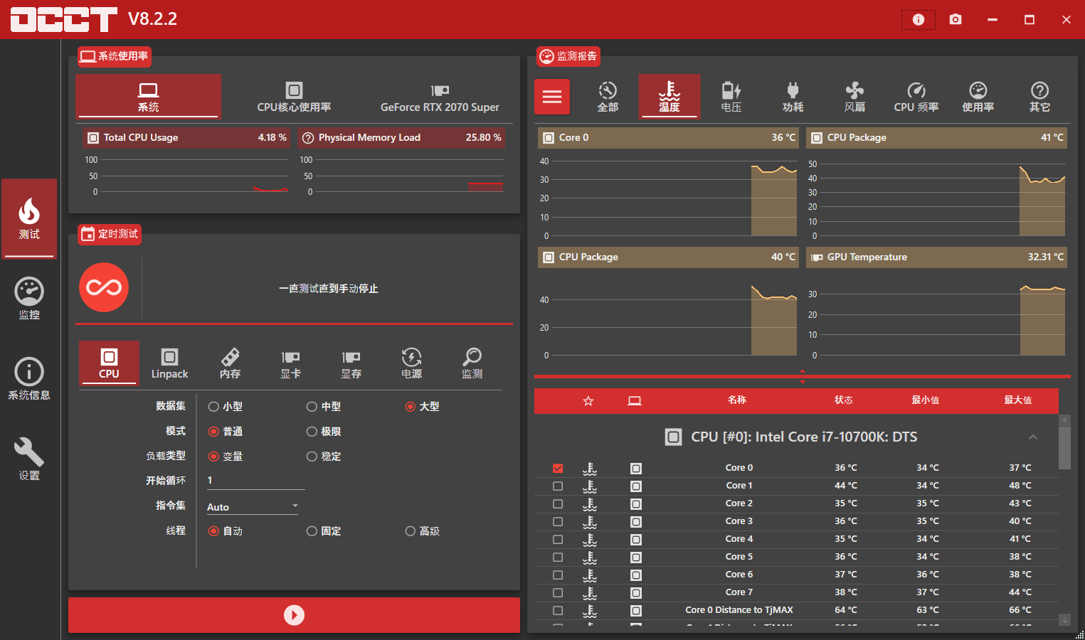 电脑电源检测工具OCCT v8.2.2-冯宝宝小站